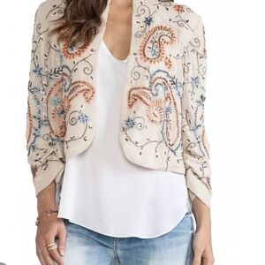 Alice + Olivia Embroidery And Embellished Short Jacket Sz XS